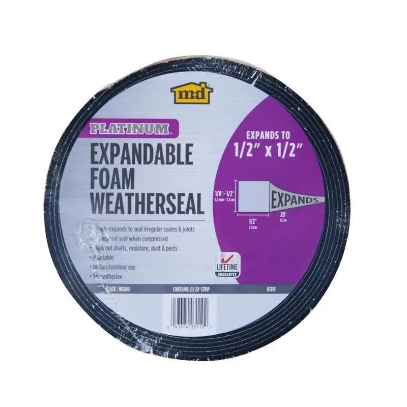 M-d Platinum Black Self‑adhesive Foam Weatherseal – 240‑in Length, 0.5‑in Thick