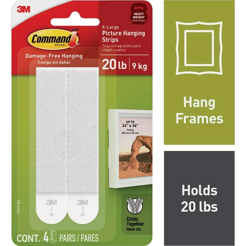 Command White Picture Hanging Strips 20 Lb 4 Pair