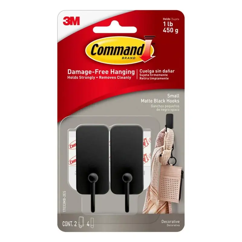 Command Small Plastic Hook 1 In. L 2 Pk