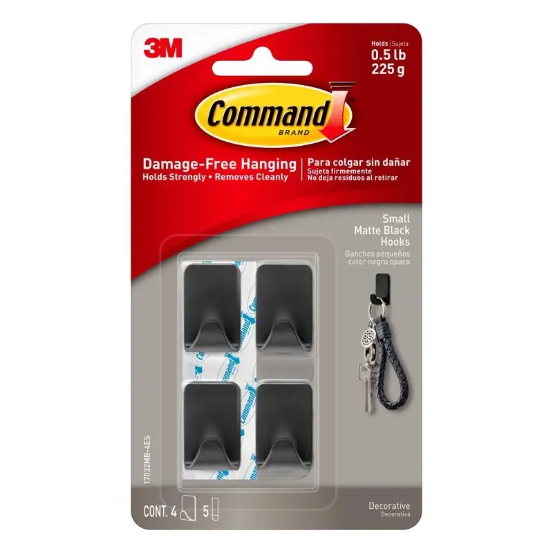 Command Small Plastic Hook 1 In. L 4 Pk