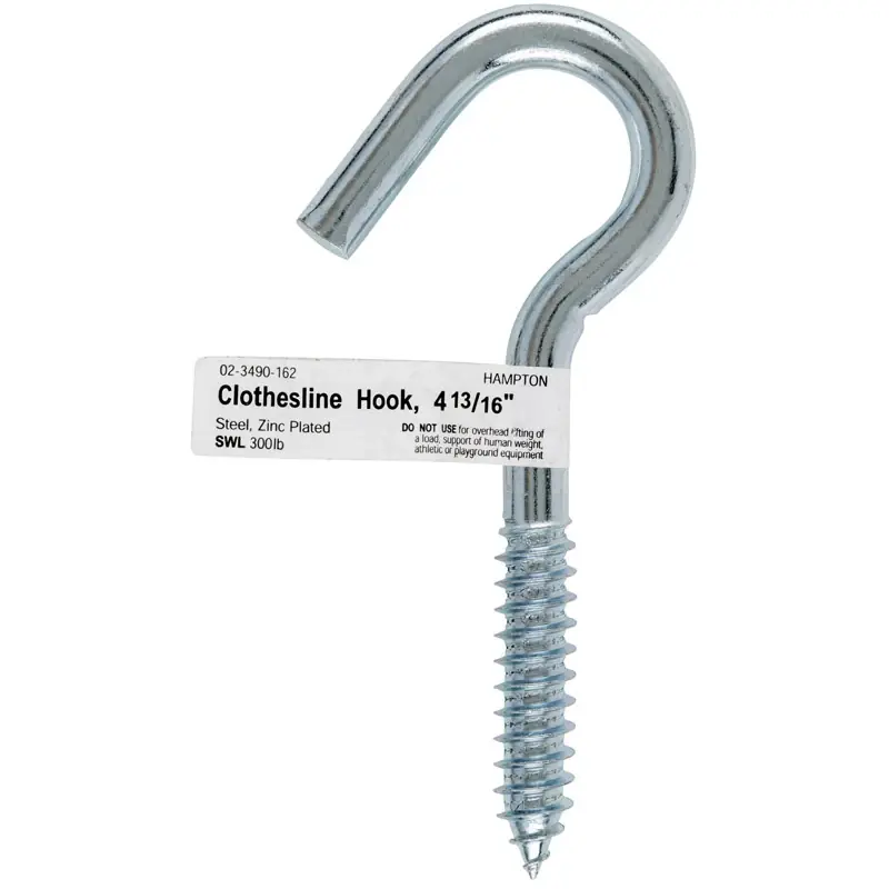 Small Zinc-plated Silver Steel 4.8125 In. L Clothesline Hook 300 Lb 1 Pk