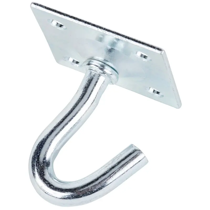 Small Zinc-plated Silver Steel 1.75 In. L Clothesline Hook Plate Type 200 Lb 1 Pk