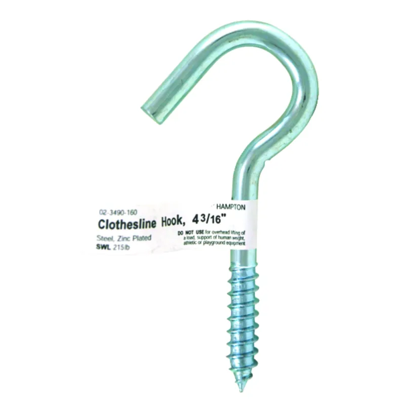 Small Zinc-plated Silver Steel 4.1875 In. L Clothesline Hook 215 Lb 1 Pk
