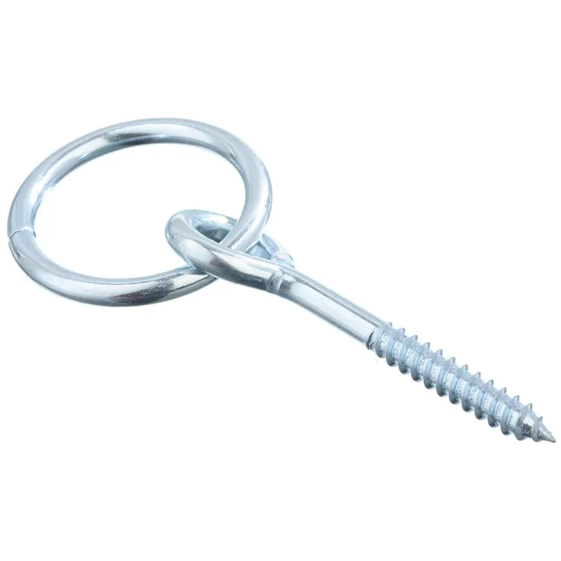 Large Zinc-plated Silver Steel 3-5/8 In. L Rings W/screw Eyes 350 Lb 1 Pk