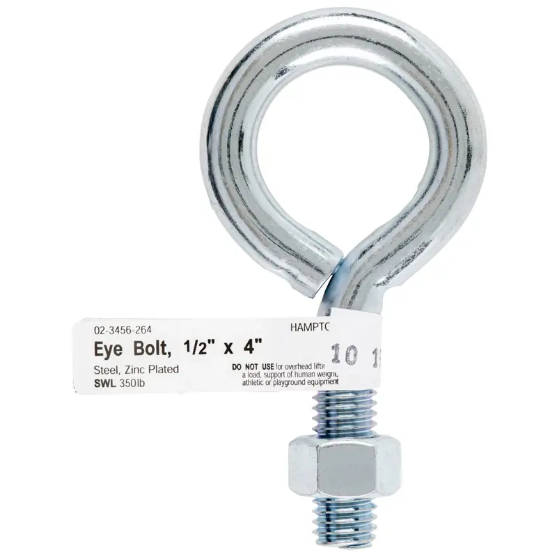 1/2 In. X 4 In. L Zinc-plated Steel Eyebolt Nut Included