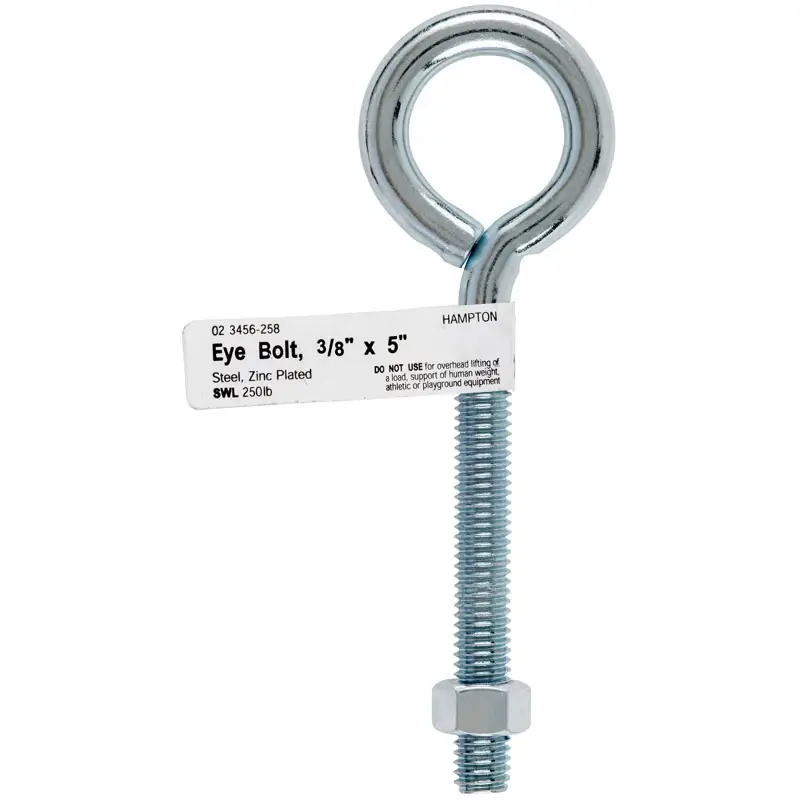 3/8 In. X 5 In. L Zinc-plated Steel Eyebolt Nut Included