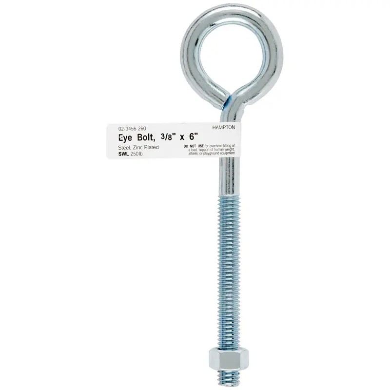 3/8 In. X 6 In. L Zinc-plated Steel Eyebolt Nut Included