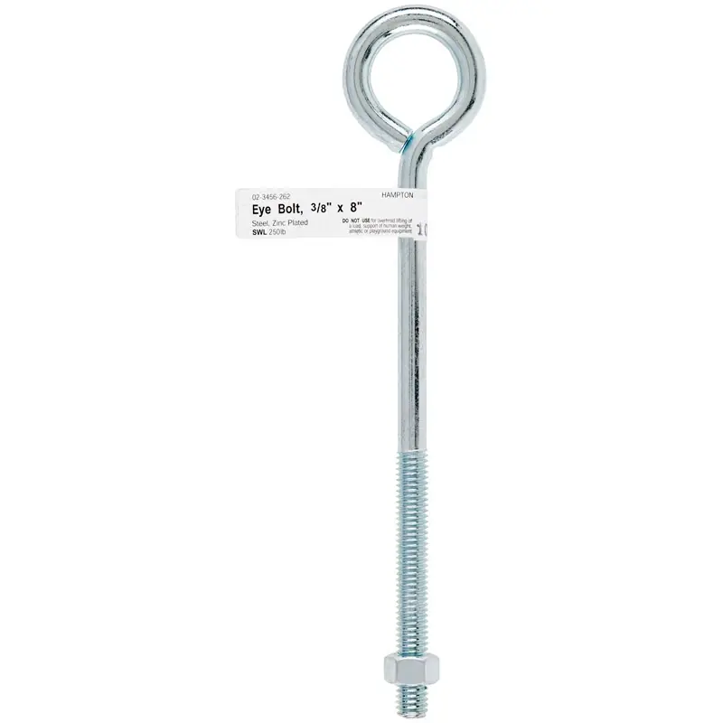 3/8 In. X 8 In. L Zinc-plated Steel Eyebolt Nut Included