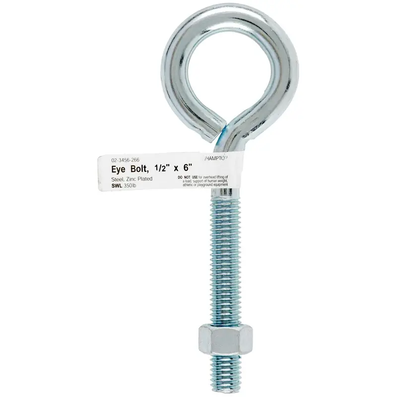 1/2 In. X 6 In. L Zinc-plated Steel Eyebolt Nut Included