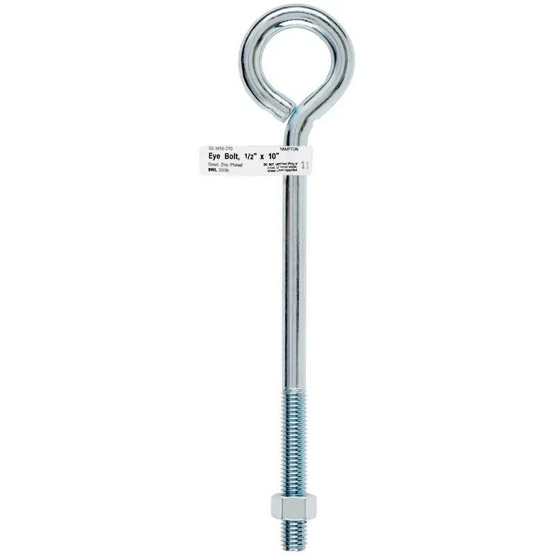 1/2 In. X 10 In. L Zinc-plated Steel Eyebolt Nut Included