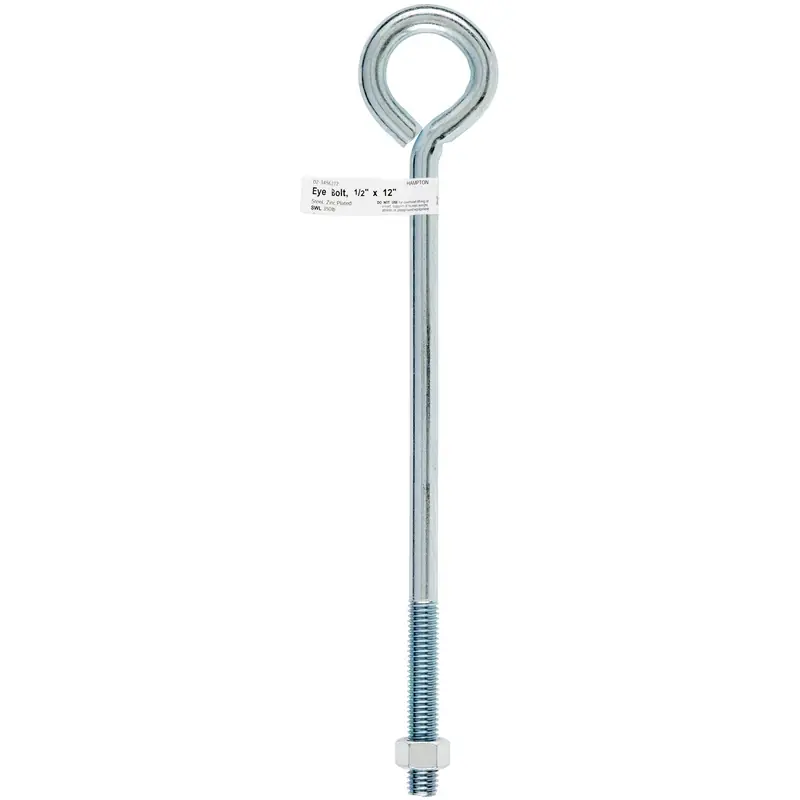 1/2 In. X 12 In. L Zinc-plated Steel Eyebolt Nut Included