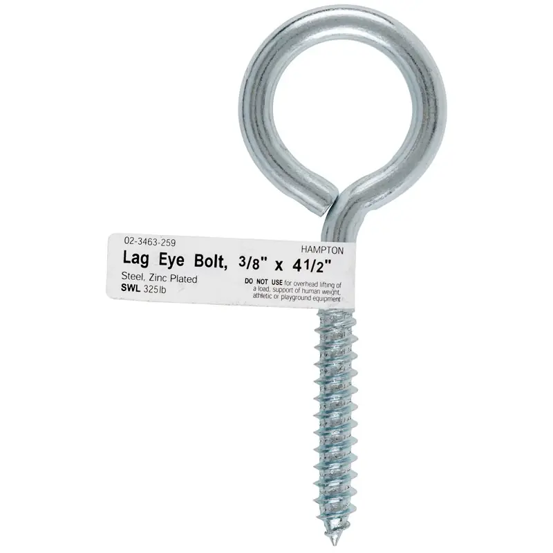 3/8 In. X 4-1/2 In. L Zinc-plated Steel Lag Thread Eyebolt