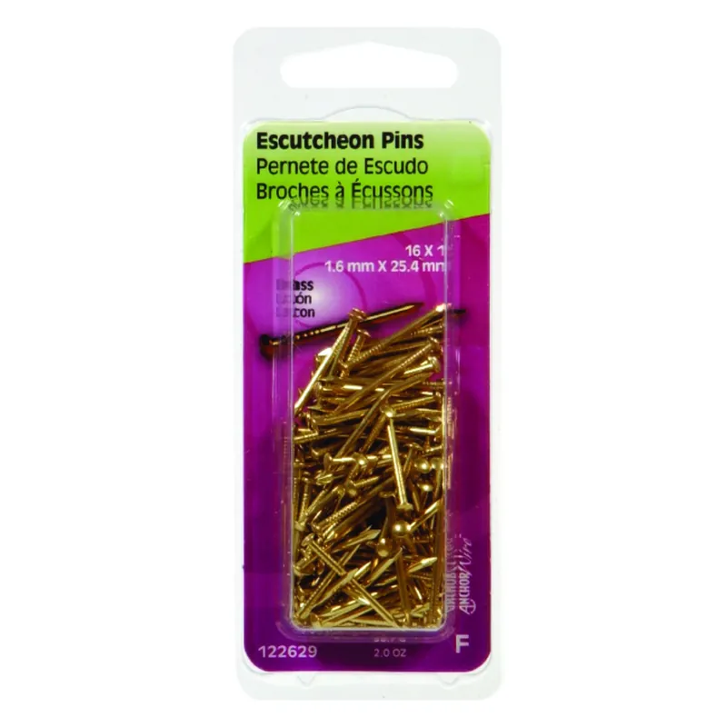 16 Ga. X 1 In. L Brass Escutcheon Pins 1 Pk 2 Oz