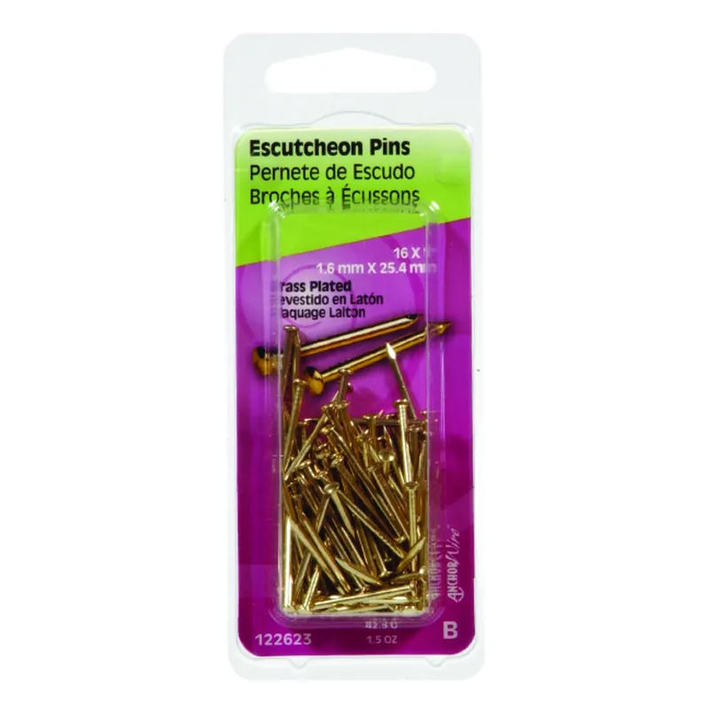 Anchor Wire 16 Ga. X 1 In. L Brass-plated Steel Escutcheon Pins 1 Pk 1.5 Oz
