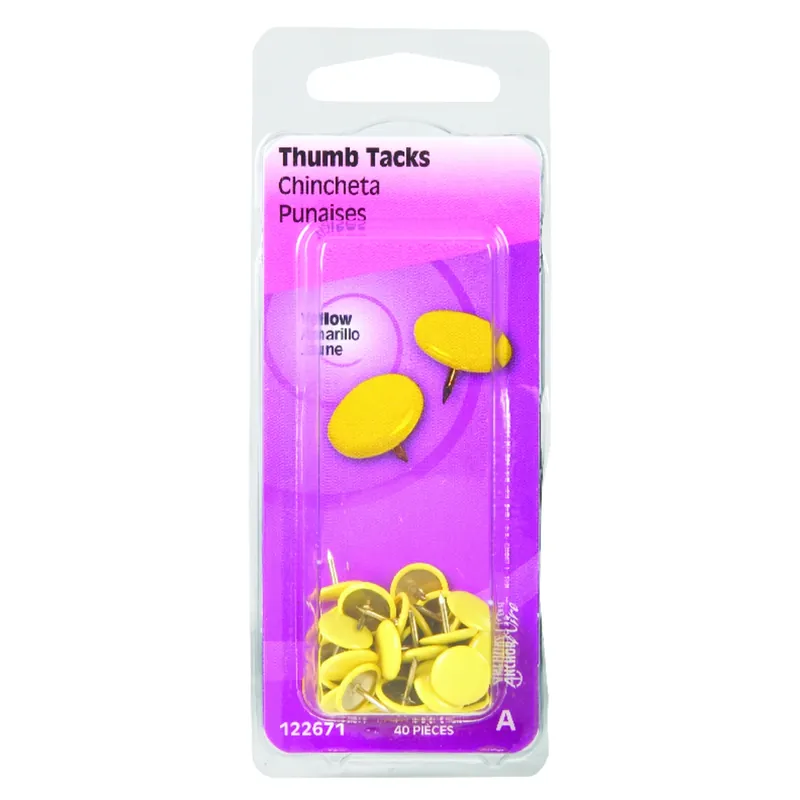 5/16 In. L Yellow Steel Thumb Tacks 1 Pk