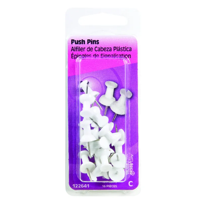 White Push Pins 16 Pc