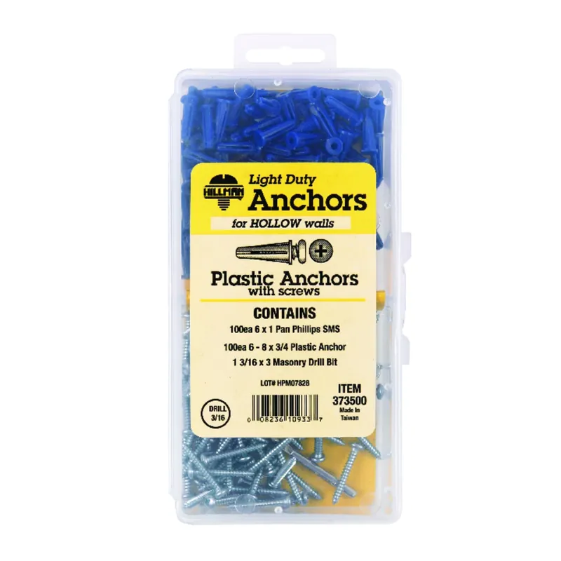 .138 In. D X 3/4 In. L Plastic Pan Head Conical Anchor Kit 201 Pk