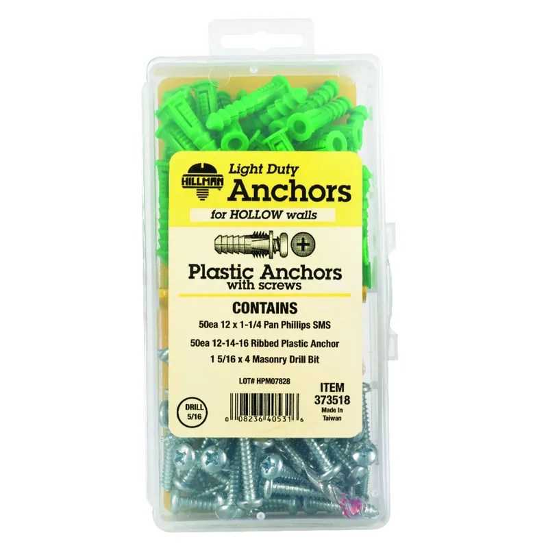 1/4 In. D X 1-1/2 In. L Plastic Pan Head Ribbed Anchor Kit 101 Pk