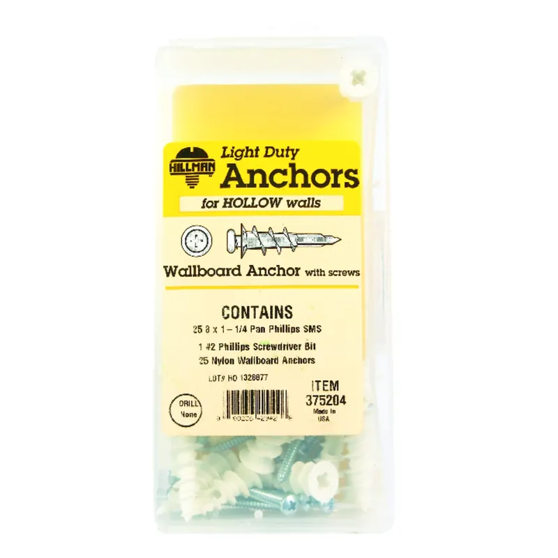 .164 In. D X 1-1/4 In. L Nylon Pan Head Wallboard Anchor Kit 51 Pc