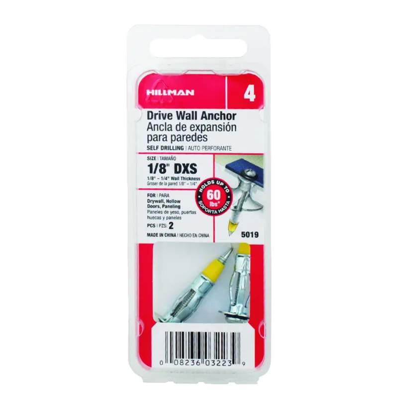 1/8 In. D X 1.45 In. L Steel Pan Head Drive Wall Anchors 2 Pk