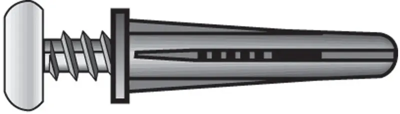 .19 In. D X 1 In. L Plastic Pan Head Conical Anchor 25 Pc