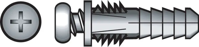 0.164 In. D X 7/8 In. L Plastic Pan Head Ribbed Anchor 6 Pk
