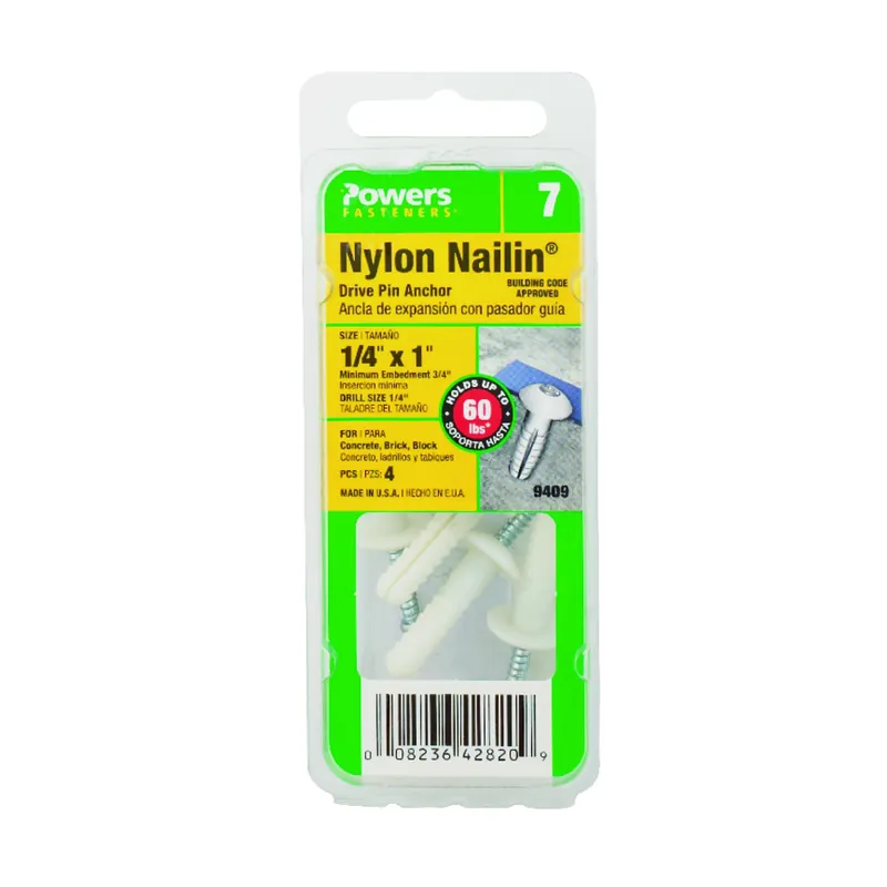 1/4 In. D X 1 In. L Nylon Truss Head Truss Head Anchor 4 Pk
