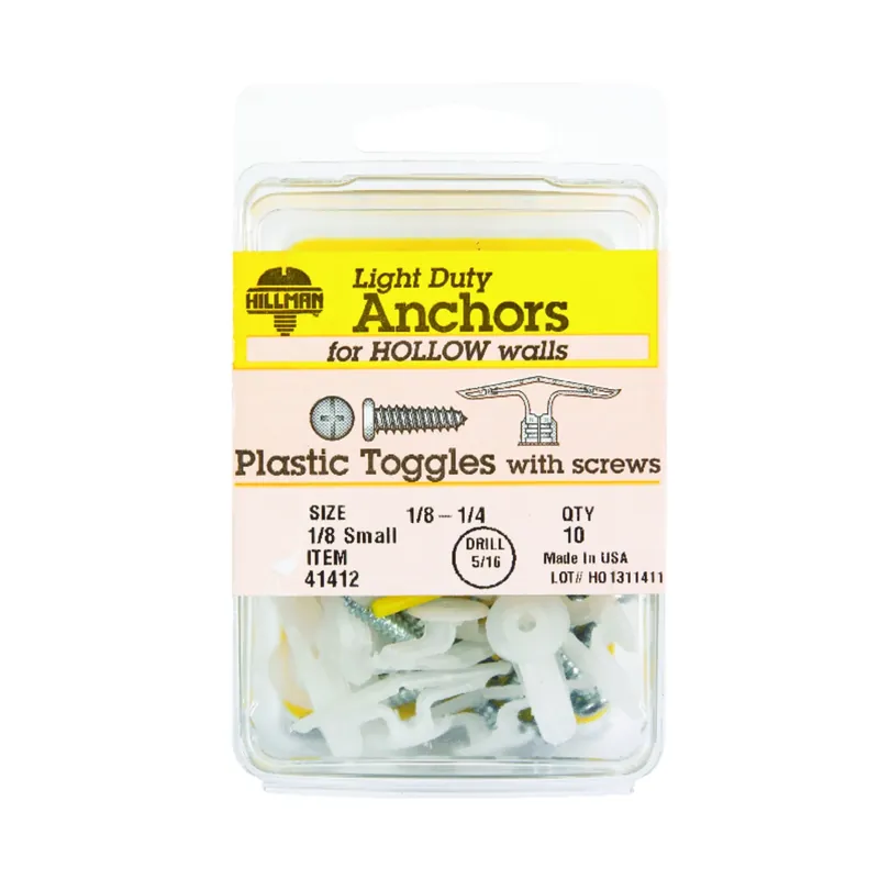 1/8 In. D X 0.75 In. L Plastic Pan Head Pop-toggle Anchors 10 Pc