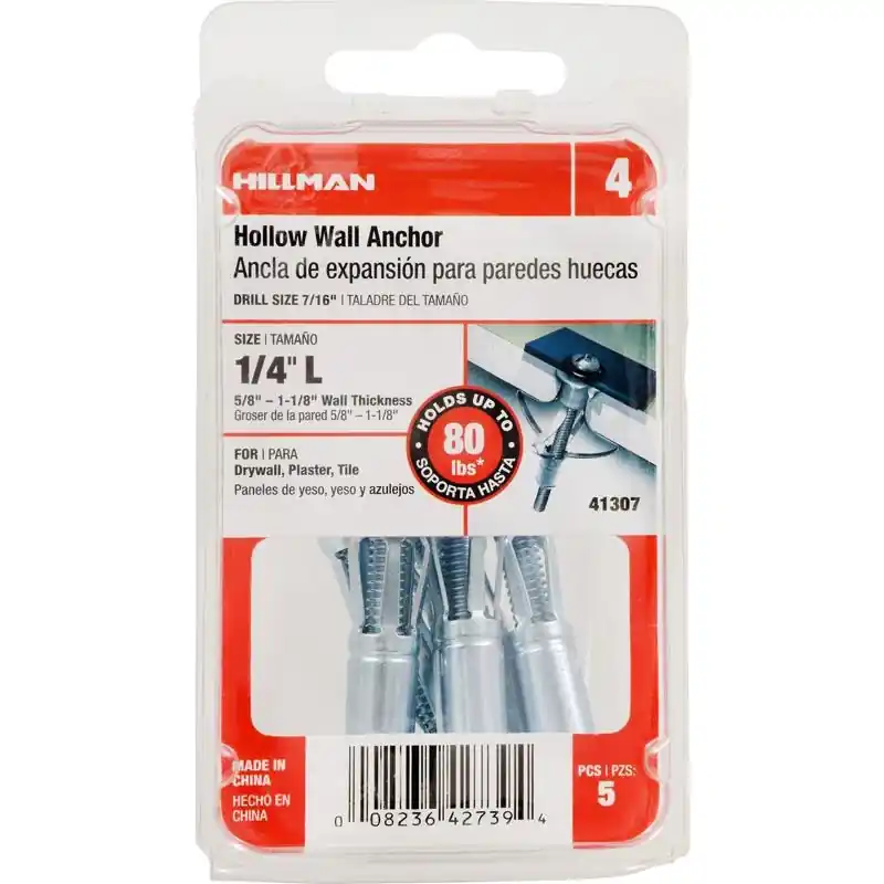 1/4 In. D X 3 In. L Steel Pan Head Hollow Wall Anchors 5 Pk