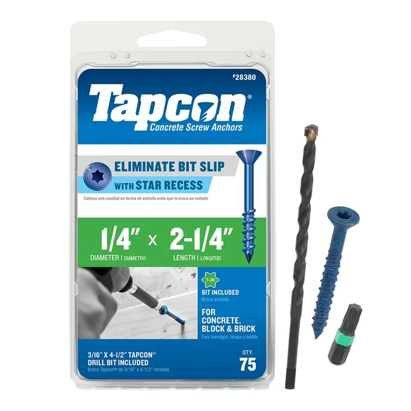 1/4 In. In. X 2-1/4 In. L Star Flat Head High/low Concrete Screws