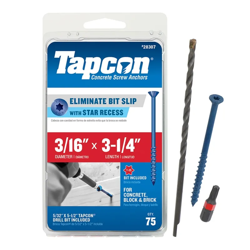 3/16 In. In. X 3-1/4 In. L Star Flat Head High/low Concrete Screws