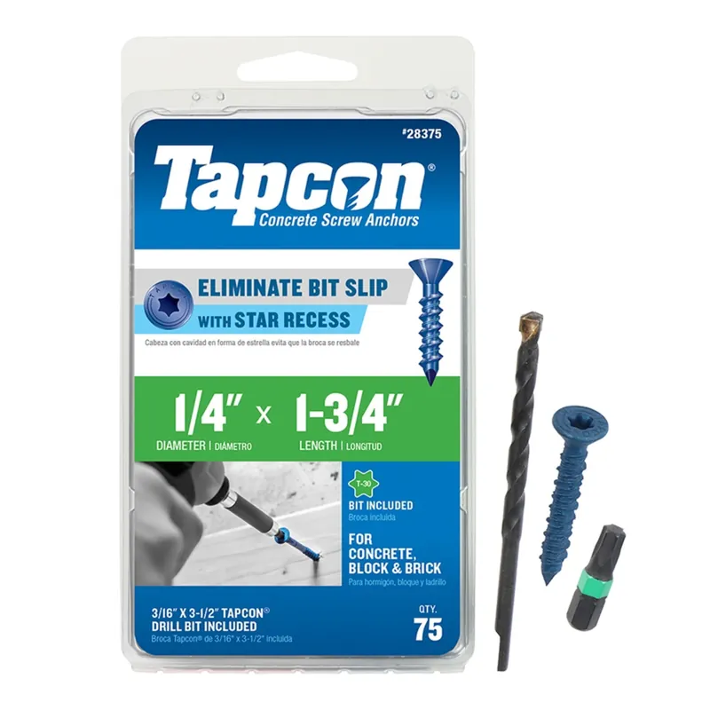 1/4 In. In. X 1-3/4 In. L Star Flat Head High/low Concrete Screws