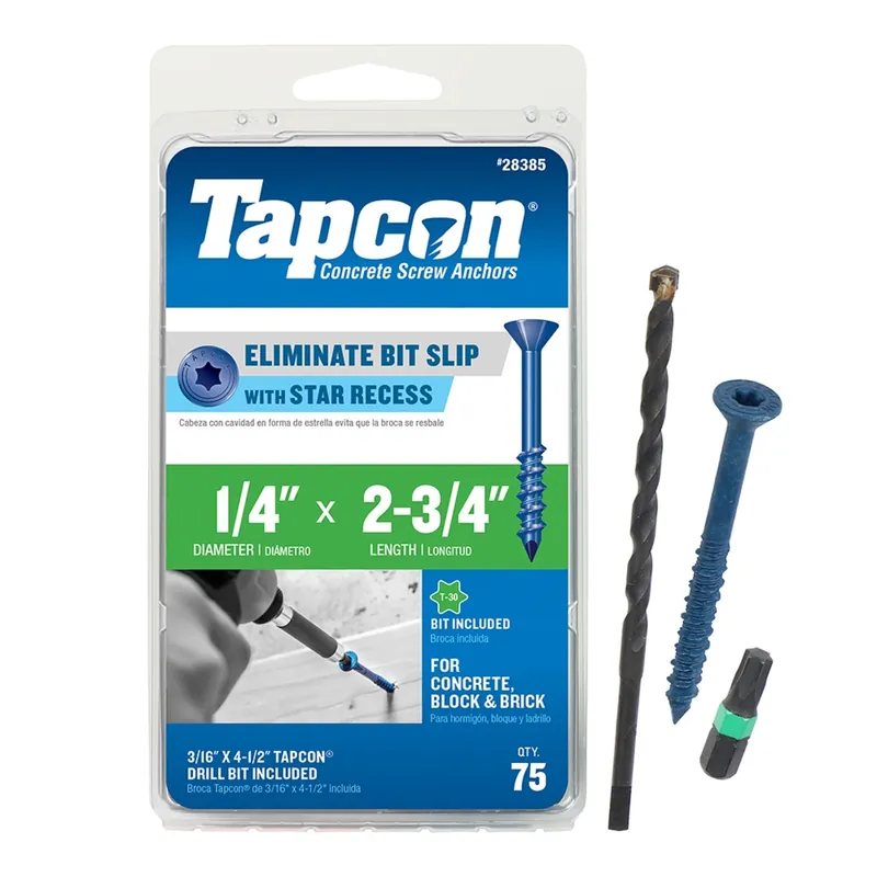 1/4 In. In. X 2-3/4 In. L Star Flat Head High/low Concrete Screws