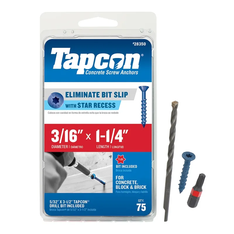 3/16 In. In. X 1-1/4 In. L Star Flat Head High/low Concrete Screws