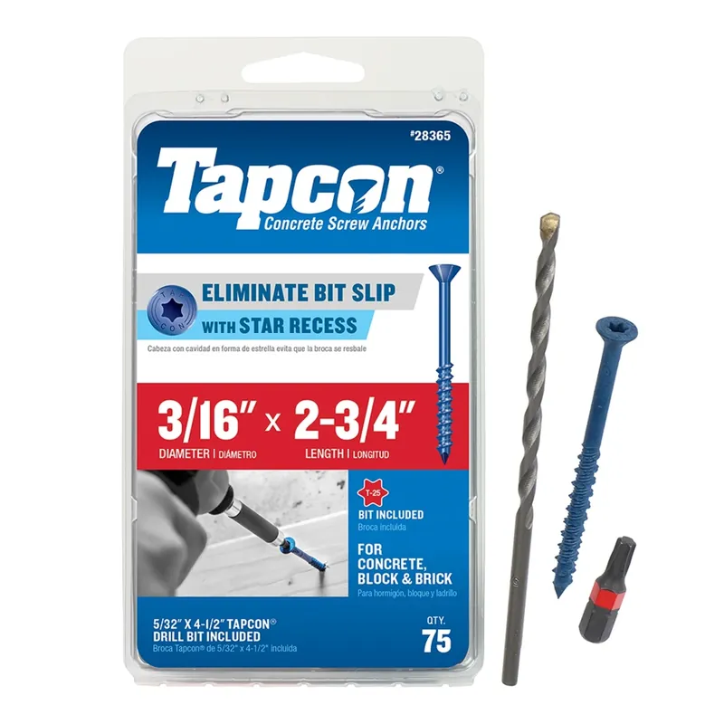 3/16 In. In. X 2-3/4 In. L Star Flat Head High/low Concrete Screws
