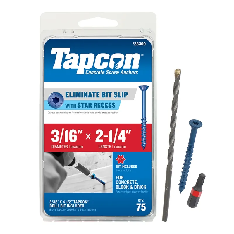 3/16 In. In. X 2-1/4 In. L Star Flat Head High/low Concrete Screws