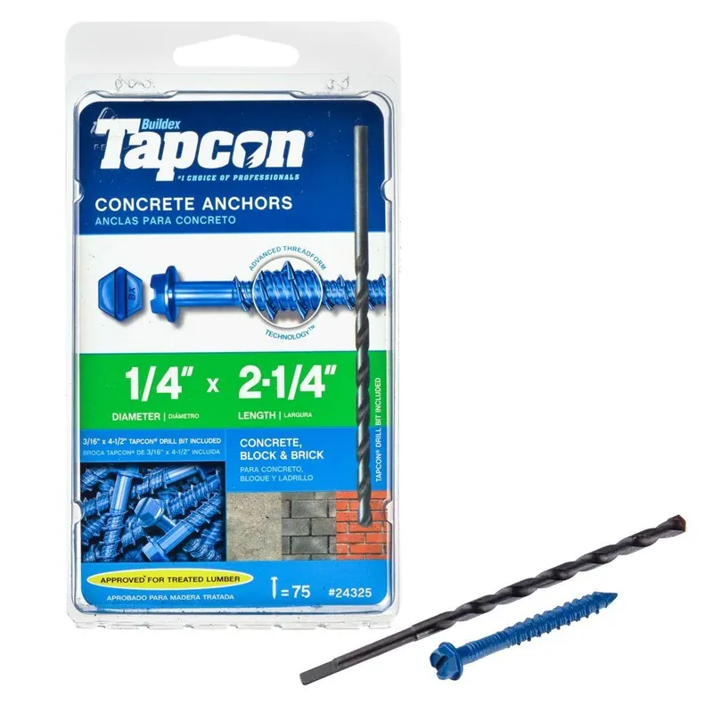 1/4 In. D X 2-1/4 In. L Steel Hex Head Concrete Screw Anchor 1 Pk
