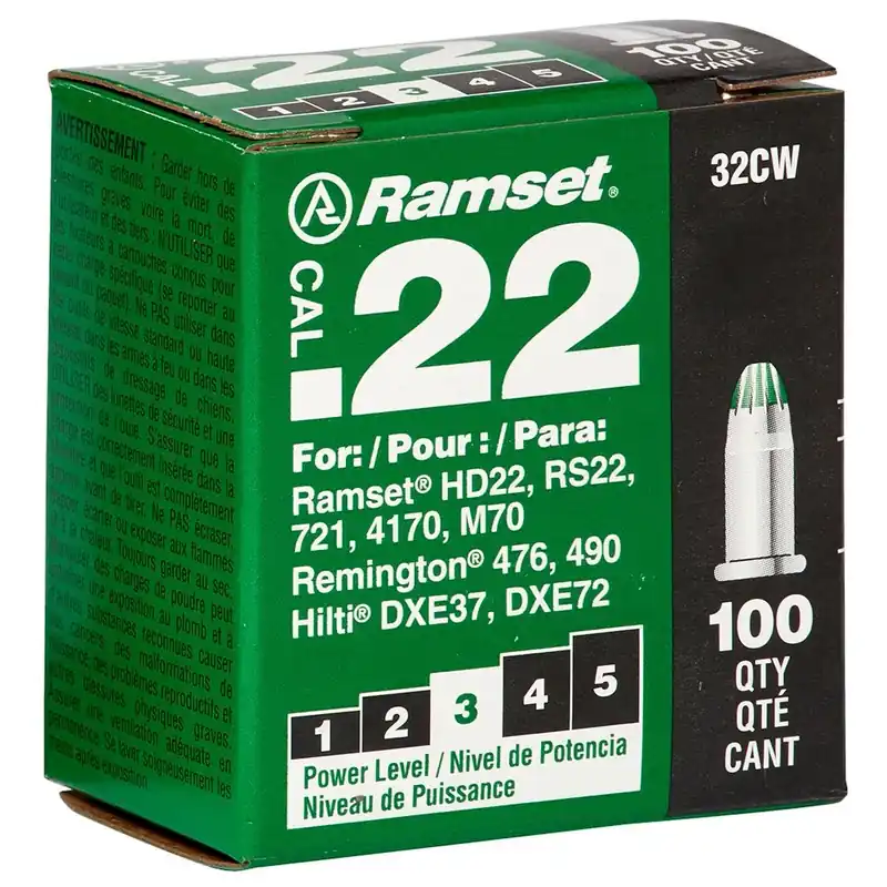 0.22 In. D Steel Round Head Powder Loads 100 Pk