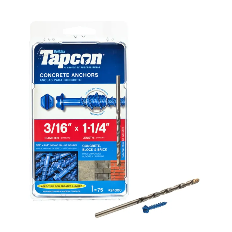 3/16 In. D X 1-1/4 In. L Steel Hex Head Concrete Screw Anchor 75 Pk