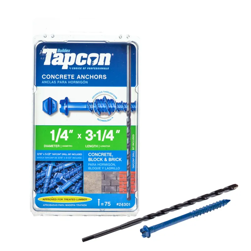 1/4 In. D X 3-1/4 In. L Steel Hex Head Concrete Screw Anchor 75 Pk