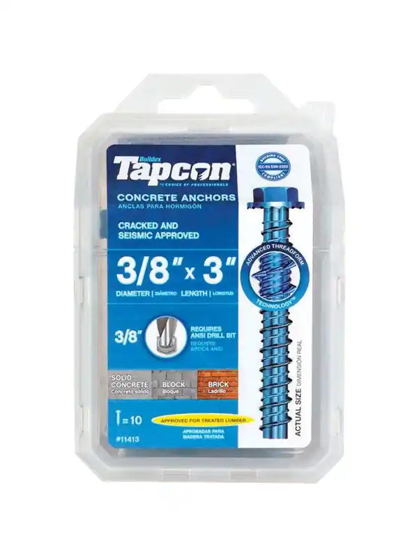 3/8 In. D X 3 In. L Steel Hex Head Concrete Screw Anchor 10 Pk