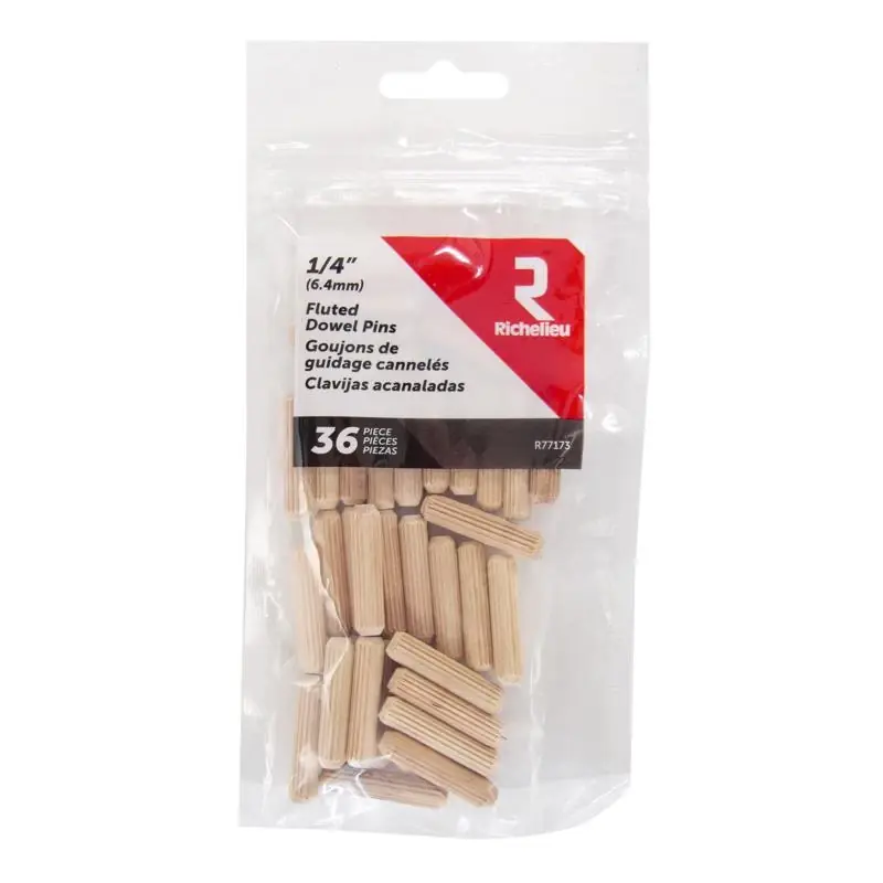 Fluted Wood Dowel Pin 1/4 In. D X 1.125 In. L 36 Pk Natural