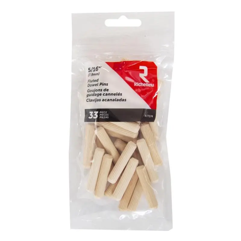 Fluted Wood Dowel Pin 5/16 In. D X 1.5 In. L 33 Pk Natural