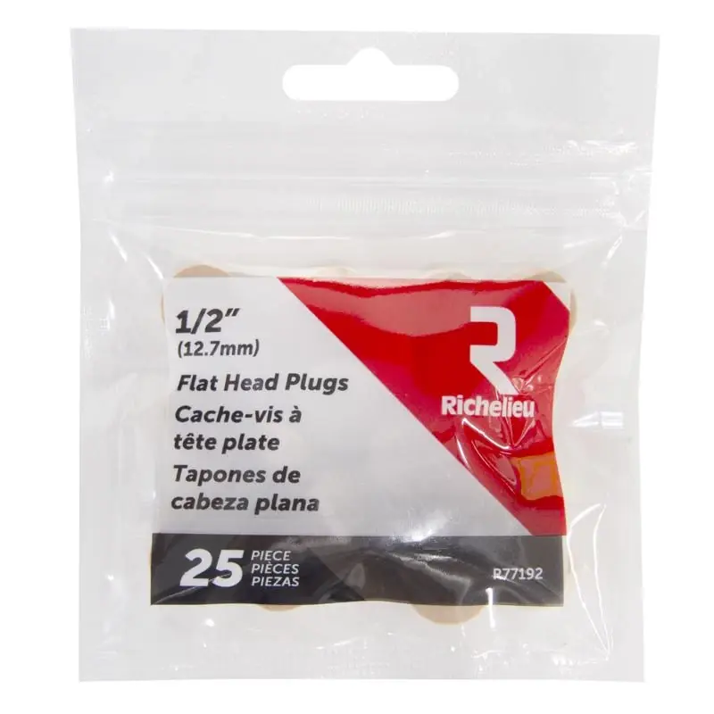Flat Birch Head Plug 1/2 In. D X .5 In. L 25 Pk Natural