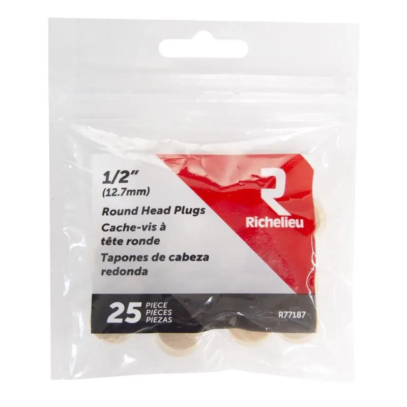 Round Birch Head Plug 1/2 In. D X .5 In. L 25 Pk Natural