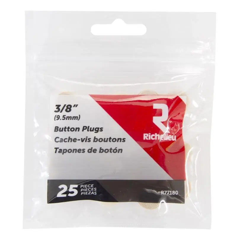 Round Birch Button Plug 3/8 In. D X .5 In. L 25 Pk Natural