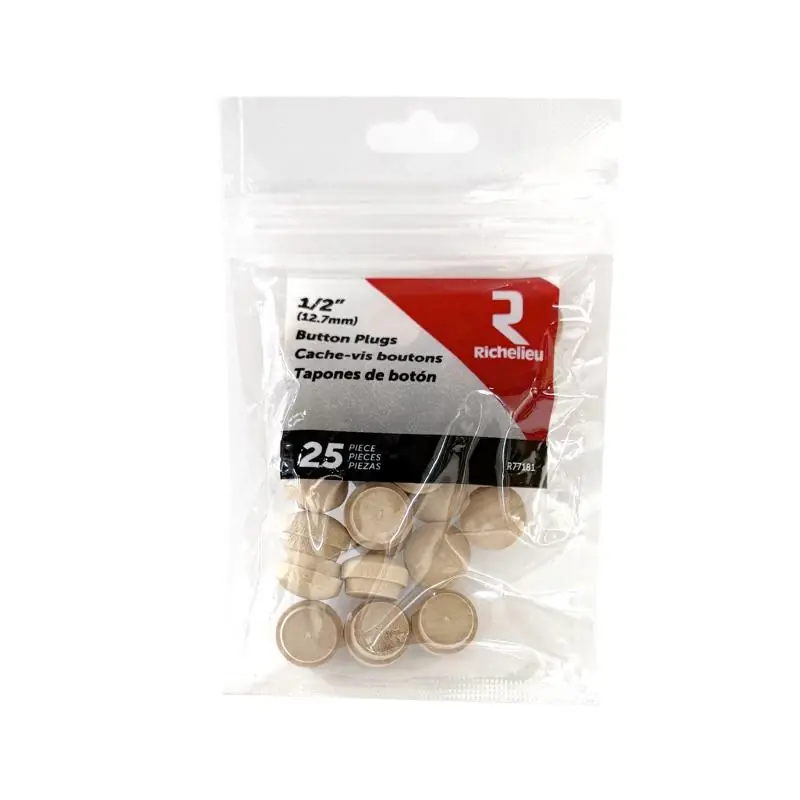Round Birch Button Plug 1/2 In. D X .63 In. L 25 Pk Natural