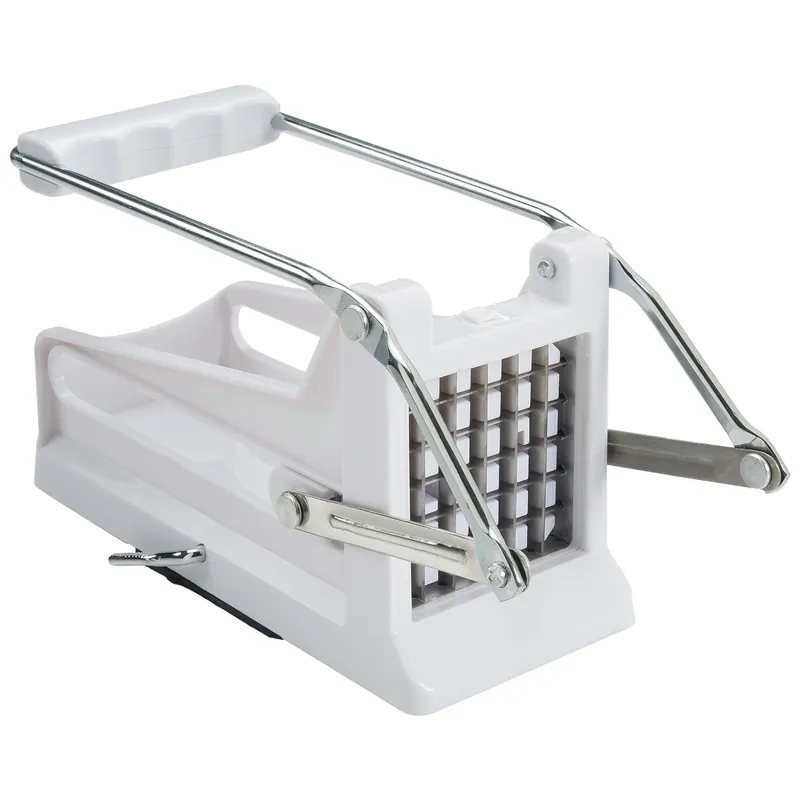 White Plastic And Stainless Steel French Fry Cutter With Two Cutting Plates