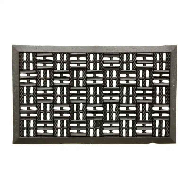 Rubber Scraper Mat, Black Rubber, 18 X 30 In.
