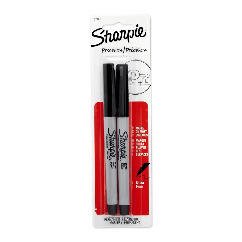 Black Fine Tip Permanent Marker 2 Pk